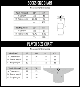 Hockey Jersey and Sock Sizing Chart | Apex Skating